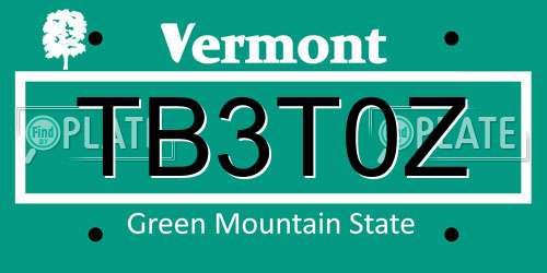 TB3T0Z Vermont License Plate