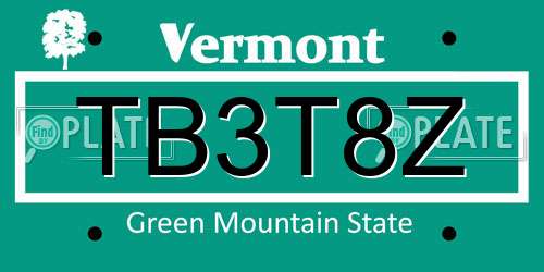 TB3T8Z Vermont License Plate