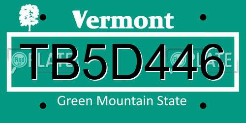 TB5D446 Vermont License Plate