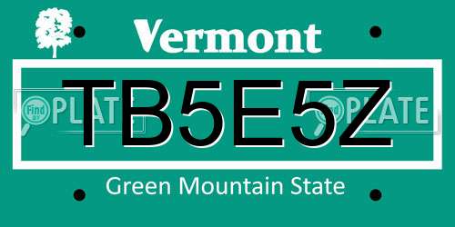 TB5E5Z Vermont License Plate