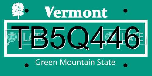 TB5Q446 Vermont License Plate