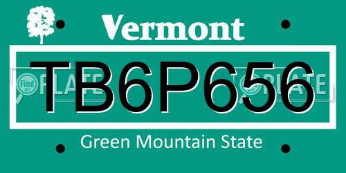 TB6P656 Vermont License Plate