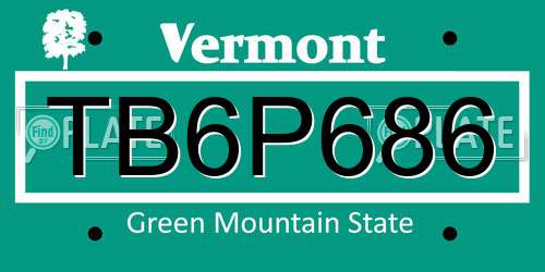 TB6P686 Vermont License Plate