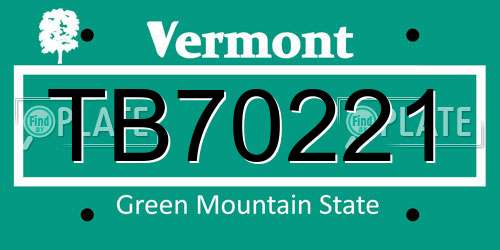 TB70221 Vermont License Plate