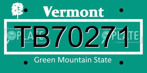 TB70271 Vermont License Plate