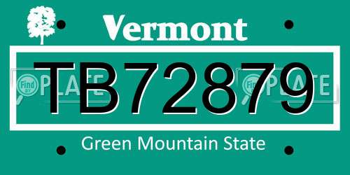 TB72879 Vermont License Plate