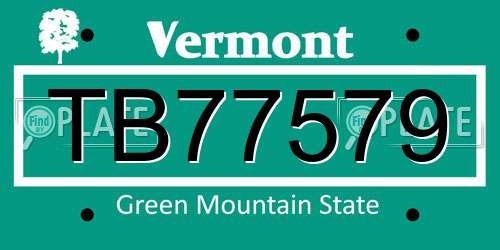 TB77579 Vermont License Plate