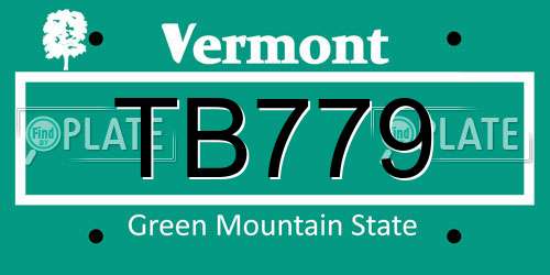 TB779 Vermont License Plate
