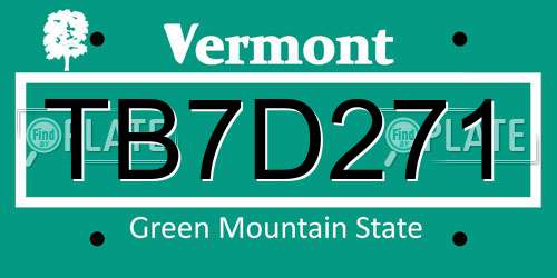 TB7D271 Vermont License Plate
