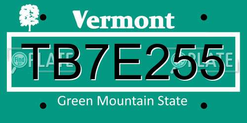 TB7E255 Vermont License Plate