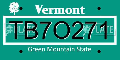 TB7O271 Vermont License Plate