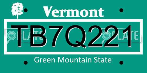 TB7Q221 Vermont License Plate