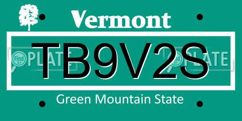 TB9V2S Vermont License Plate