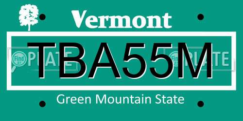 TBA55M Vermont License Plate