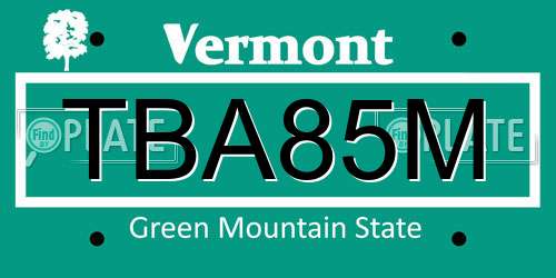TBA85M Vermont License Plate