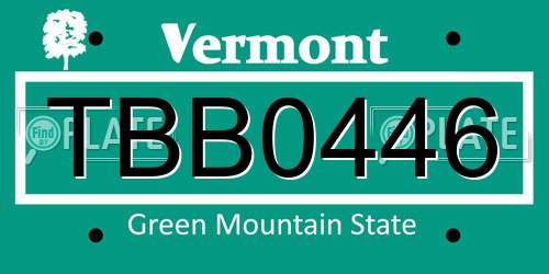 TBB0446 Vermont License Plate