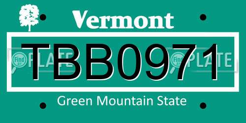 TBB0971 Vermont License Plate