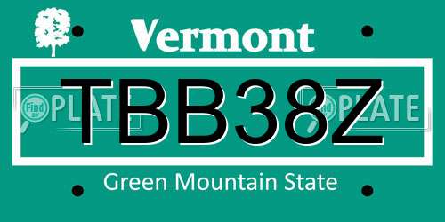 TBB38Z Vermont License Plate