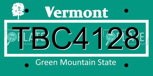 TBC4128 Vermont License Plate