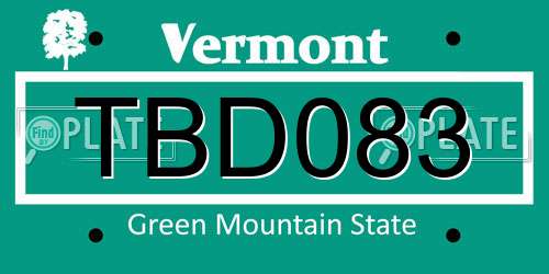 TBD083 Vermont License Plate