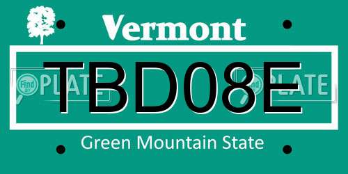 TBD08E Vermont License Plate