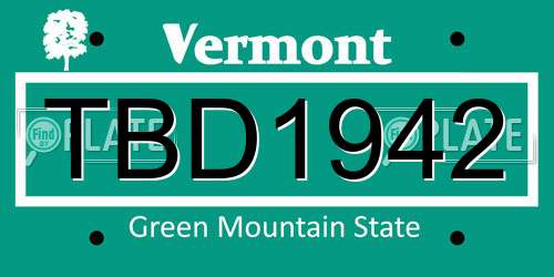 TBD1942 Vermont License Plate