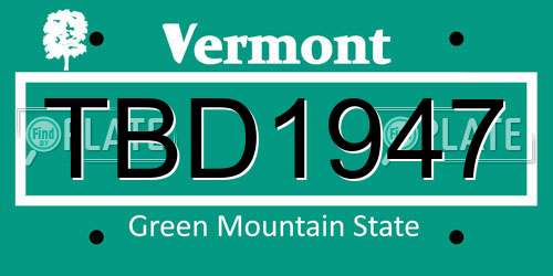 TBD1947 Vermont License Plate