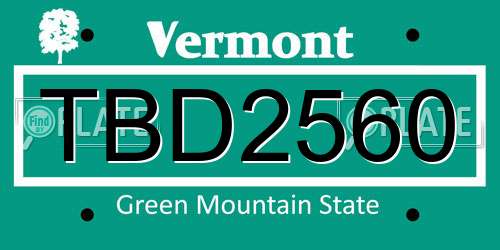 TBD2560 Vermont License Plate