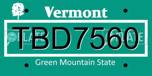 TBD7560 Vermont License Plate