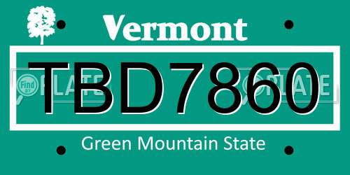 TBD7860 Vermont License Plate