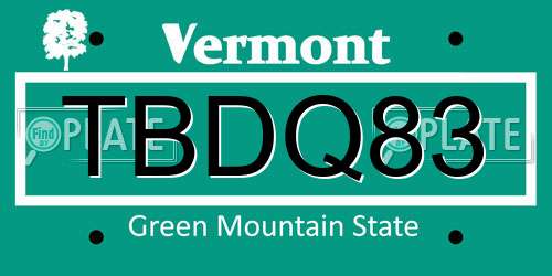 TBDQ83 Vermont License Plate