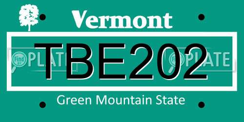 TBE202 Vermont License Plate