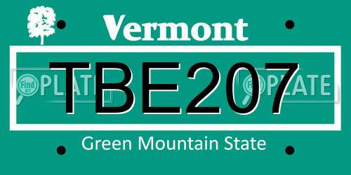 TBE207 Vermont License Plate