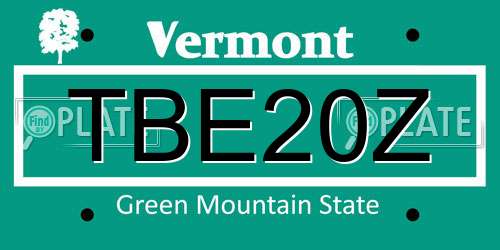 TBE20Z Vermont License Plate