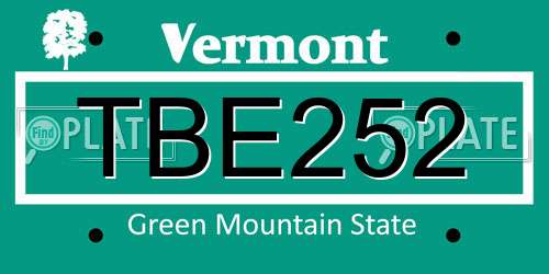 TBE252 Vermont License Plate