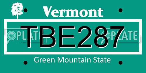 TBE287 Vermont License Plate