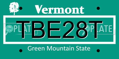 TBE28T Vermont License Plate