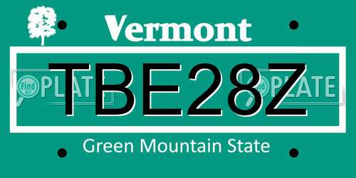 TBE28Z Vermont License Plate