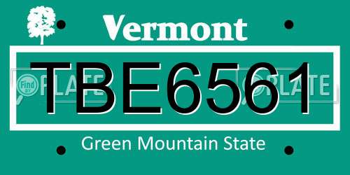 TBE6561 Vermont License Plate