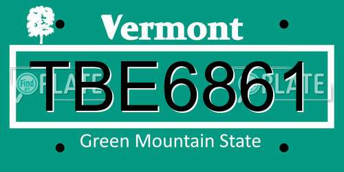 TBE6861 Vermont License Plate