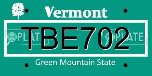 TBE702 Vermont License Plate