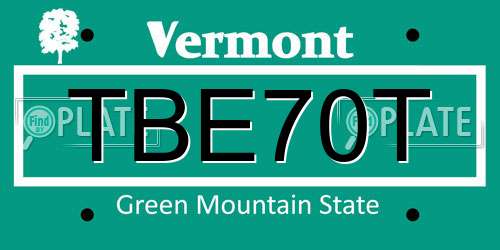 TBE70T Vermont License Plate