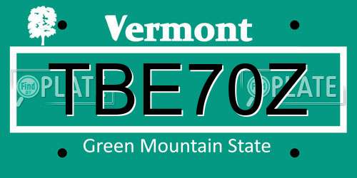 TBE70Z Vermont License Plate