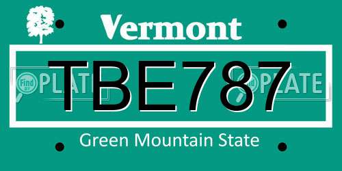 TBE787 Vermont License Plate