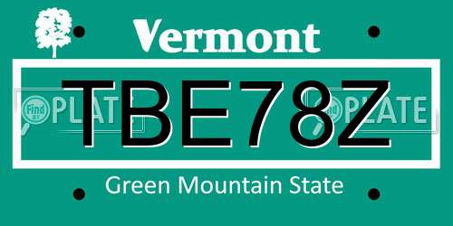 TBE78Z Vermont License Plate
