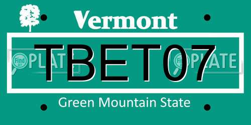 TBET07 Vermont License Plate