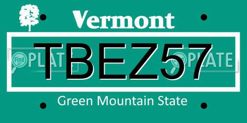 TBEZ57 Vermont License Plate
