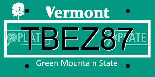 TBEZ87 Vermont License Plate