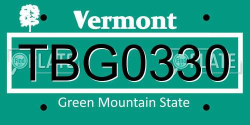 TBG0330 Vermont License Plate