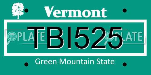 TBI525 Vermont License Plate